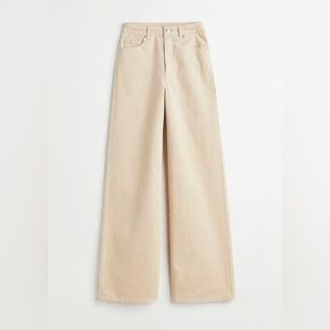 Wide Leg Beige Corduroy Pant